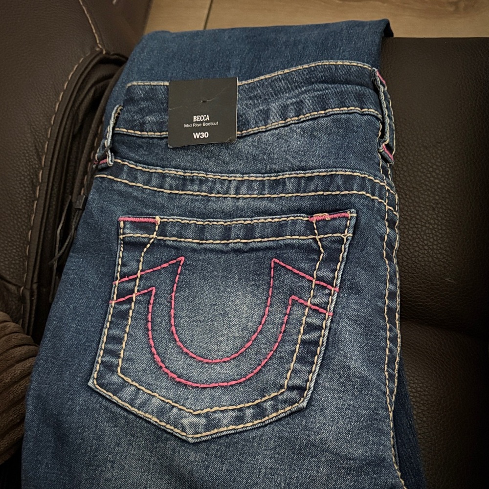 BECCA Women's Denim Jeans with Pink Stitching